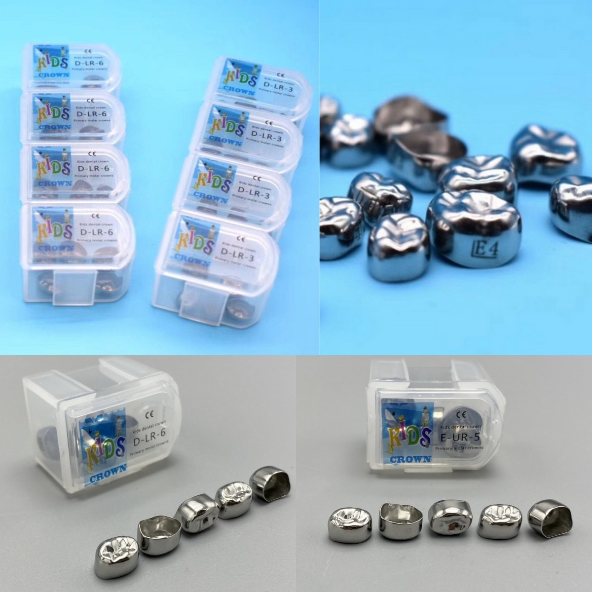 48Size Dental Kids Crown Stainless Steel Primary Molar Crowns Metal Pediatric