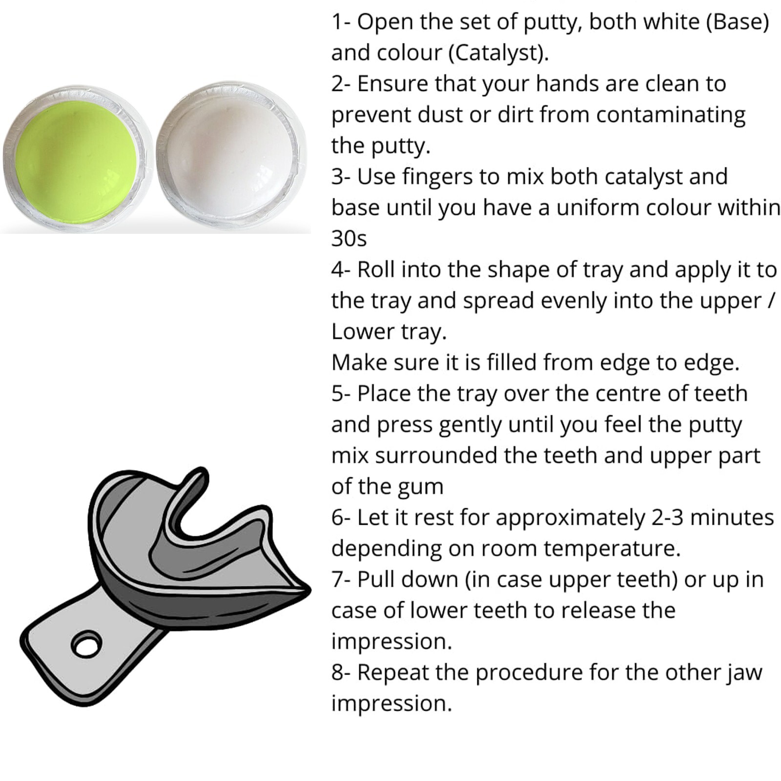 Dental Hydrophilic Firmer Teeth Impression Putty Silicon Material Set of 5
