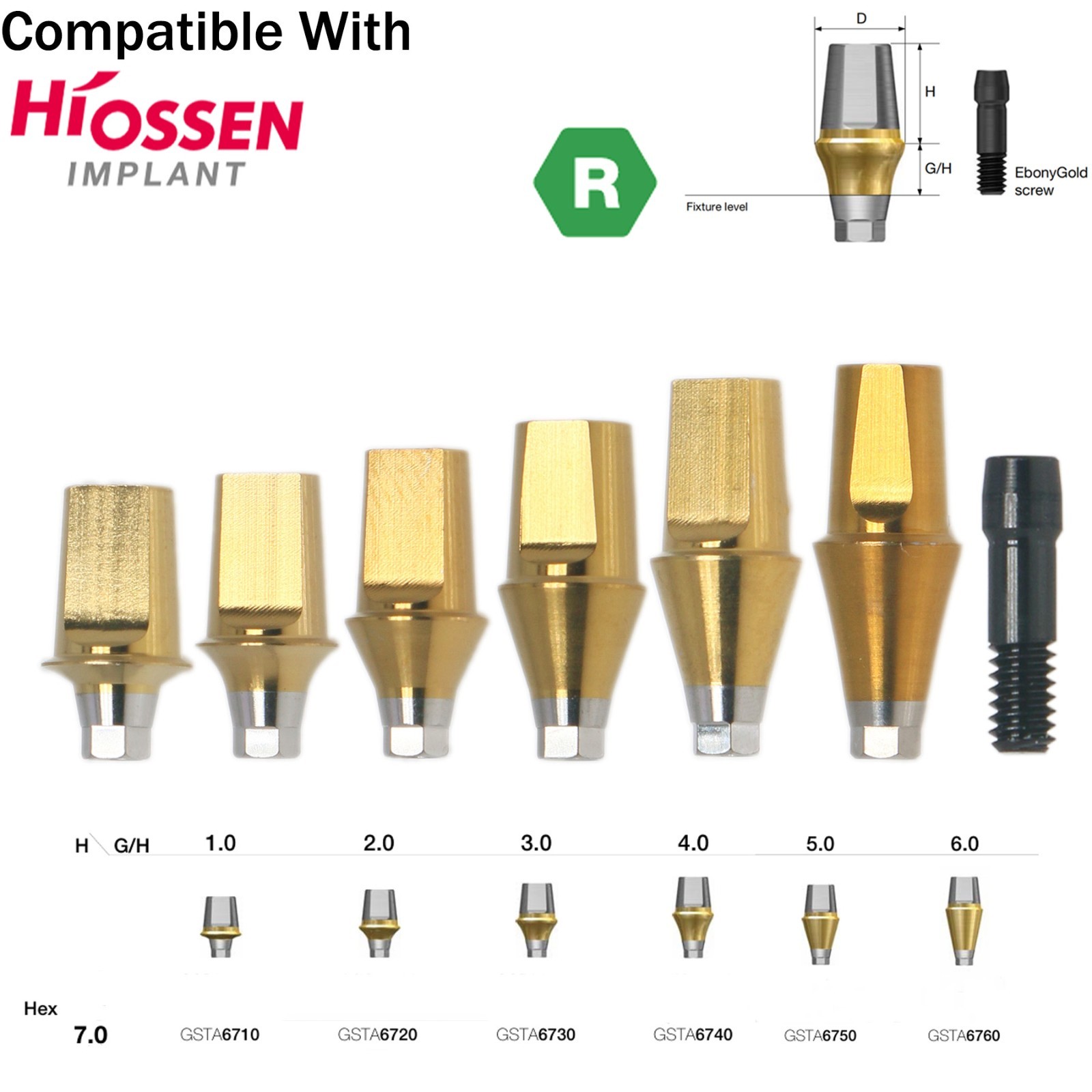Titanium Straight Transfer Abutment Compatible with Osstem Hiossen Mini/Regular