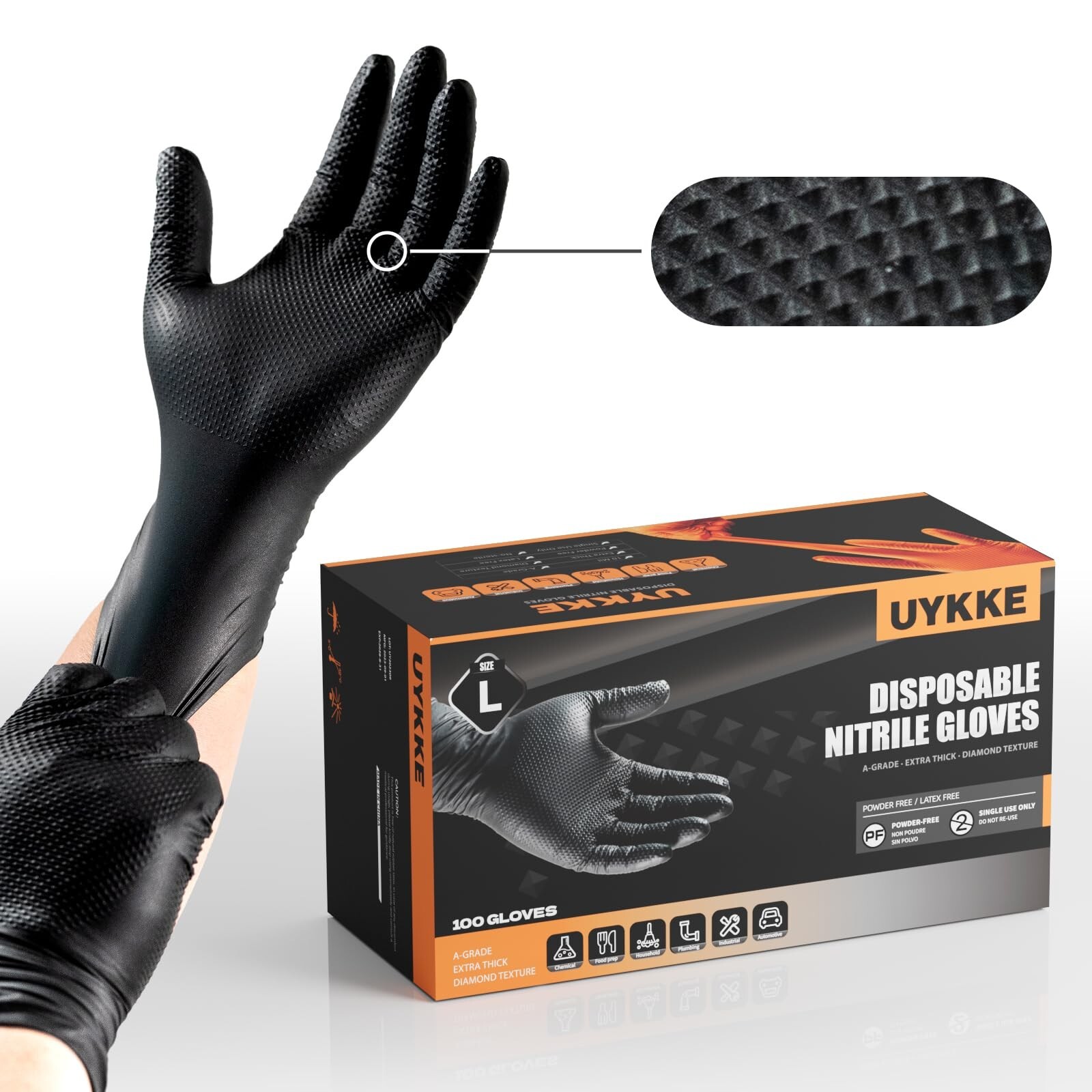 10mil Nitrile Gloves Thick,Industrial Disposable Gloves with Diamond Textured…