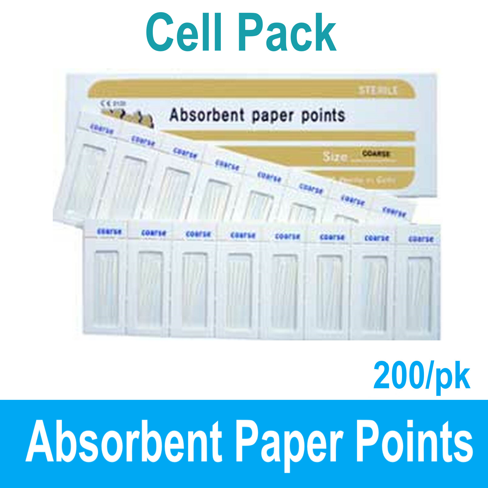 Dental Absorbent Paper Points CELL PACK Point, All Sizes, Meta Biomed, 200/Pack