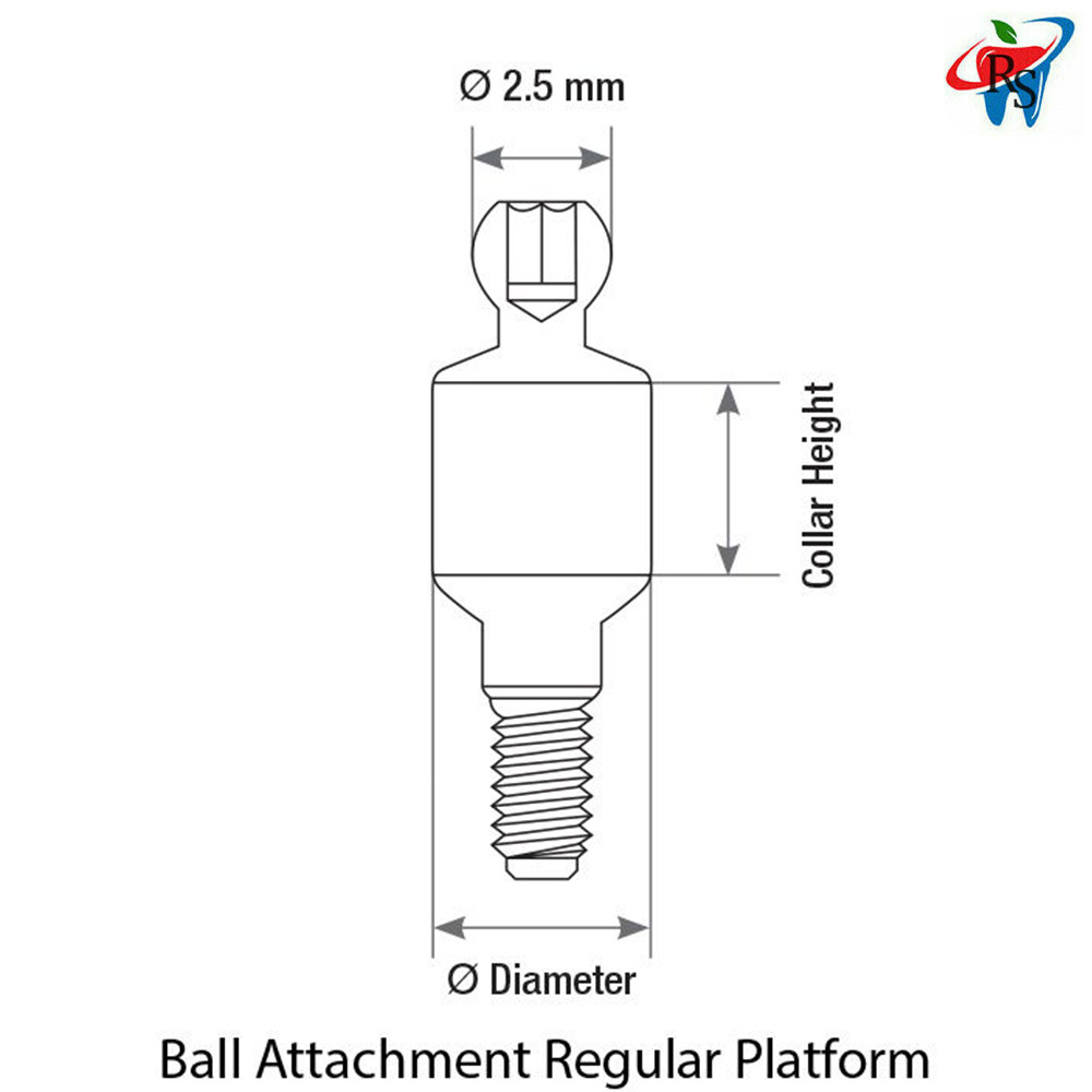 1pcs Dental Prosthetic Straight Ball Attachment Adapter Head Titanium Int Hex