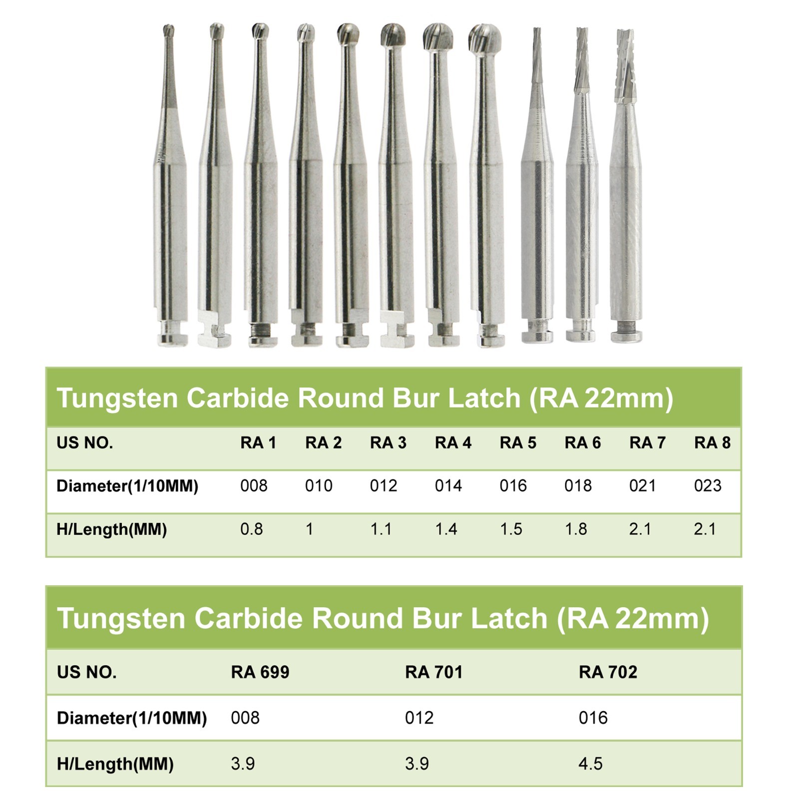 Wave Dental Carbide RA Latch Burs Taper Fissure Round Surgical Bur 4 8 701 557