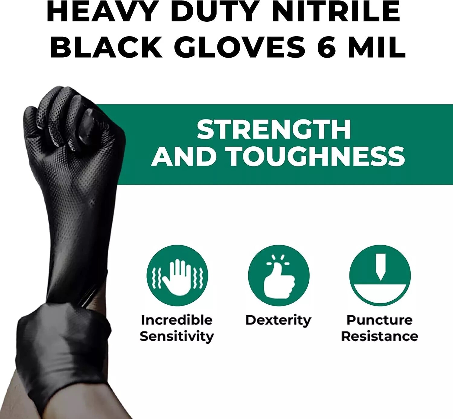 S&G Black Diamond Nitrile Gloves Powder Latex Free 6 Mil 100pcs M/L/XL