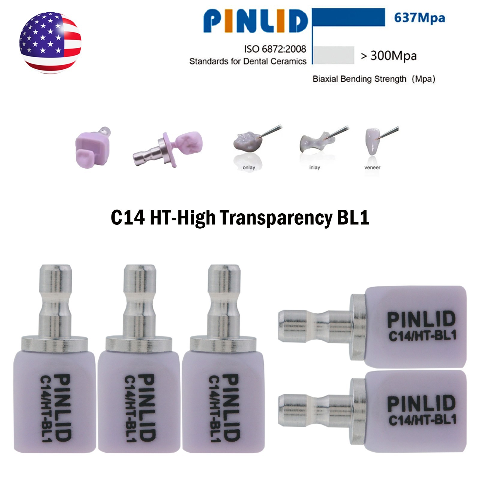 US HT C14 Emax Dental Glass Ceramic Lithium Dislicate CAD/CAM Cerec Blocks