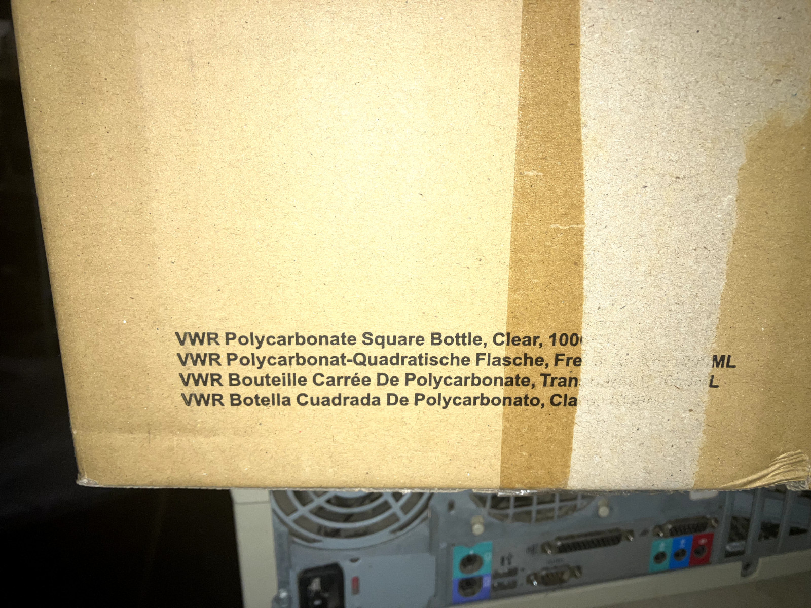 CASE of 5 VWR Media Bottles Square Polycarbonate 1000ml 1L Liter