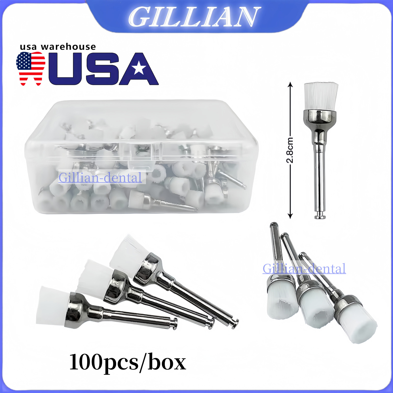 100 Pcs/box Dental Prophy Polishing Brush Bowl Cup Shape Brushes White Nylon