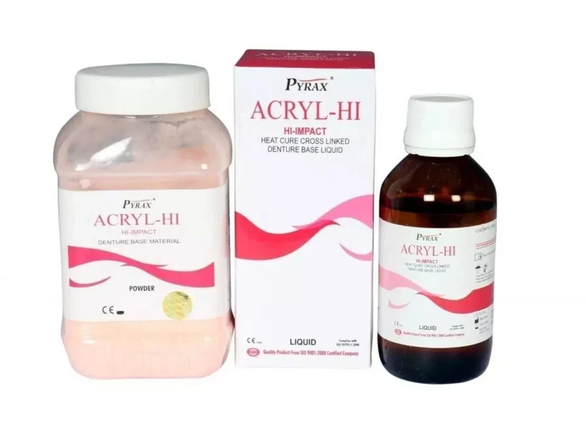 Dental ACRYL HI Heat Cure Denture Base Material – Powder 200g + Liquid 100ml