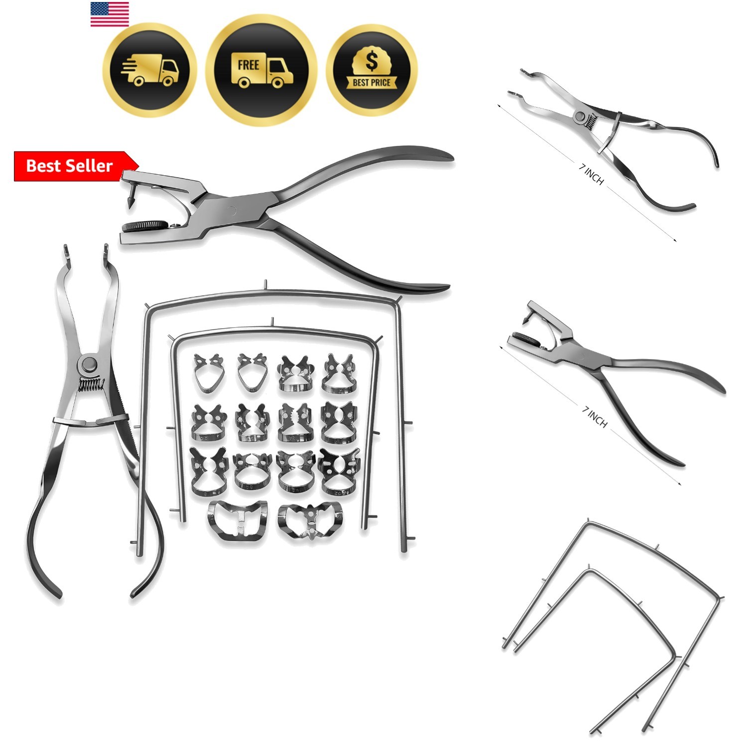 Comprehensive Dental Rubber Dam Kit – Medical Grade Stainless Steel, Rubber D…