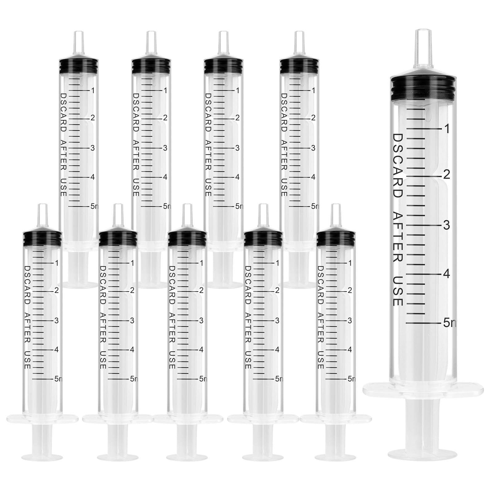 10 Pack 5ml Plastic Syringes for Liquid Needleless Measuring Syringe Set