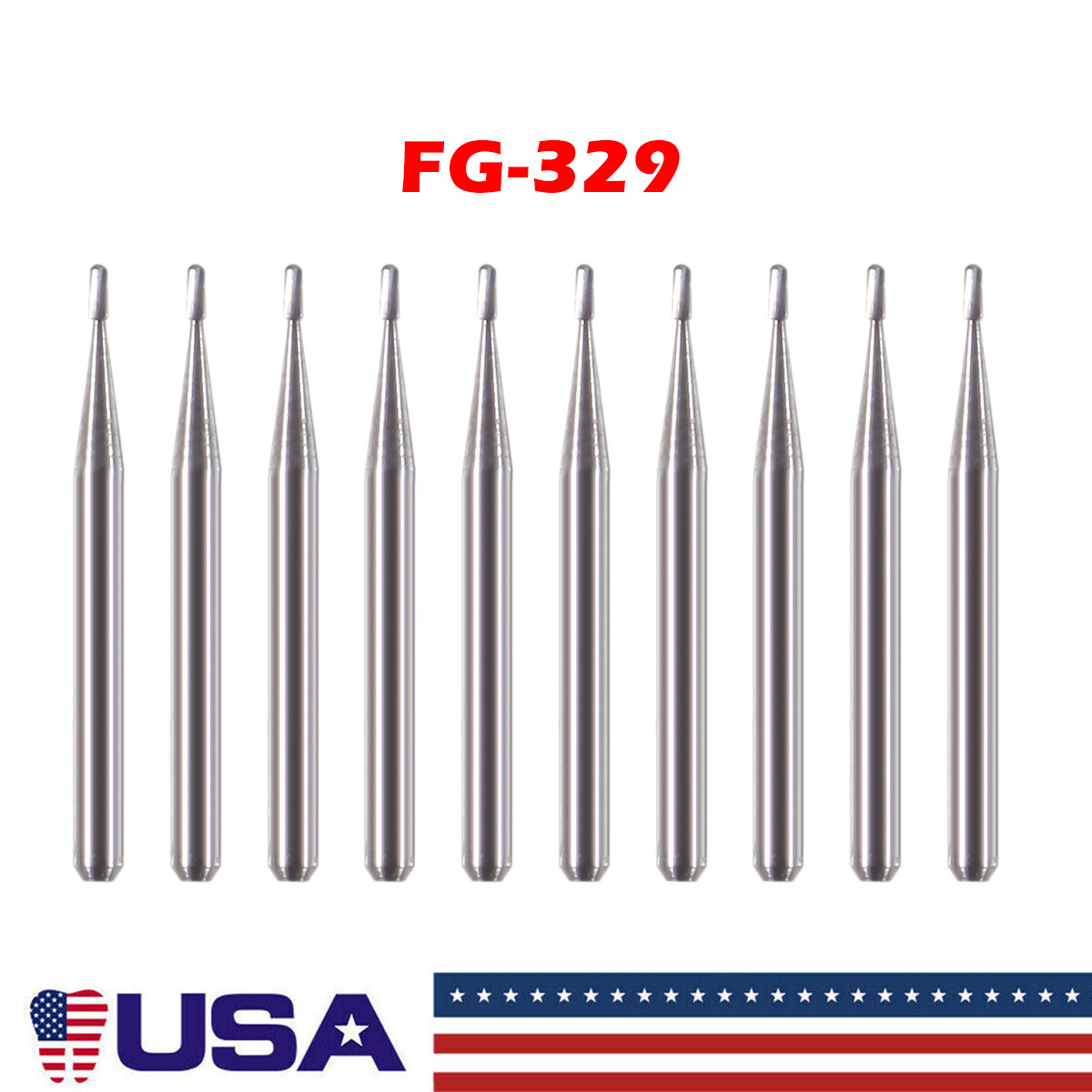 1-10*Dental Carbide Burs Pear-Shaped Type for High Speed Tungsten Steel FG#329