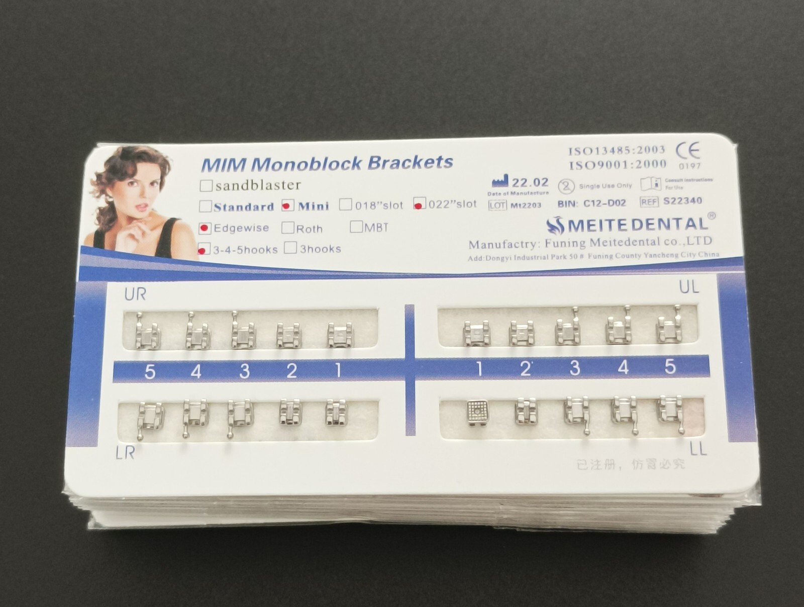 20Sets Dental Orthodontic Brackets MIM Monoblock Mini Edgewise 022 345/no Hooks