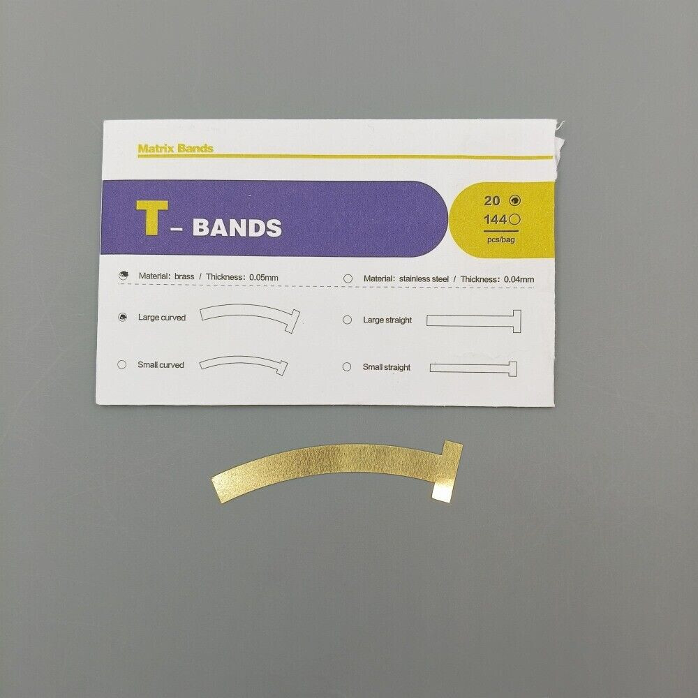 20Pcs/Pack Dental Curved Straight T-Bands Brass Wide Operatory Restorations Tool