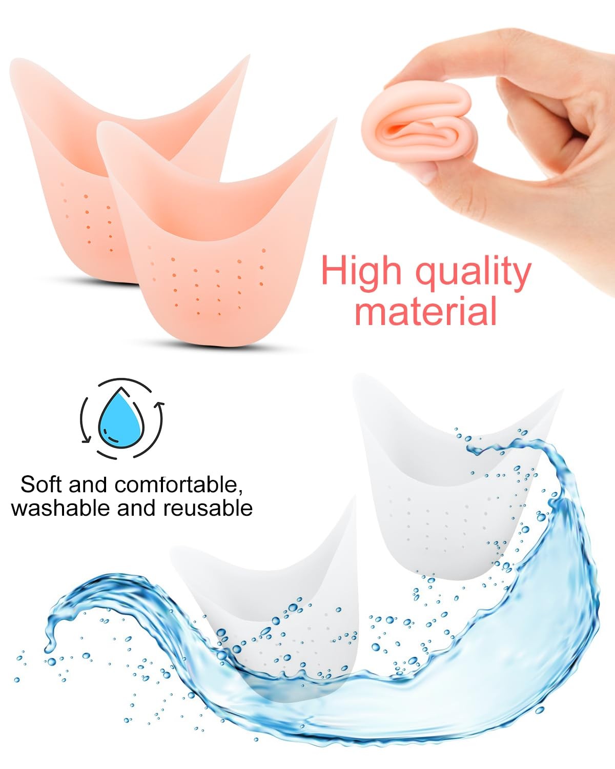 BLATOWN 8Pcs Silicone Toe Protectors Covers for Women Men One size, White
