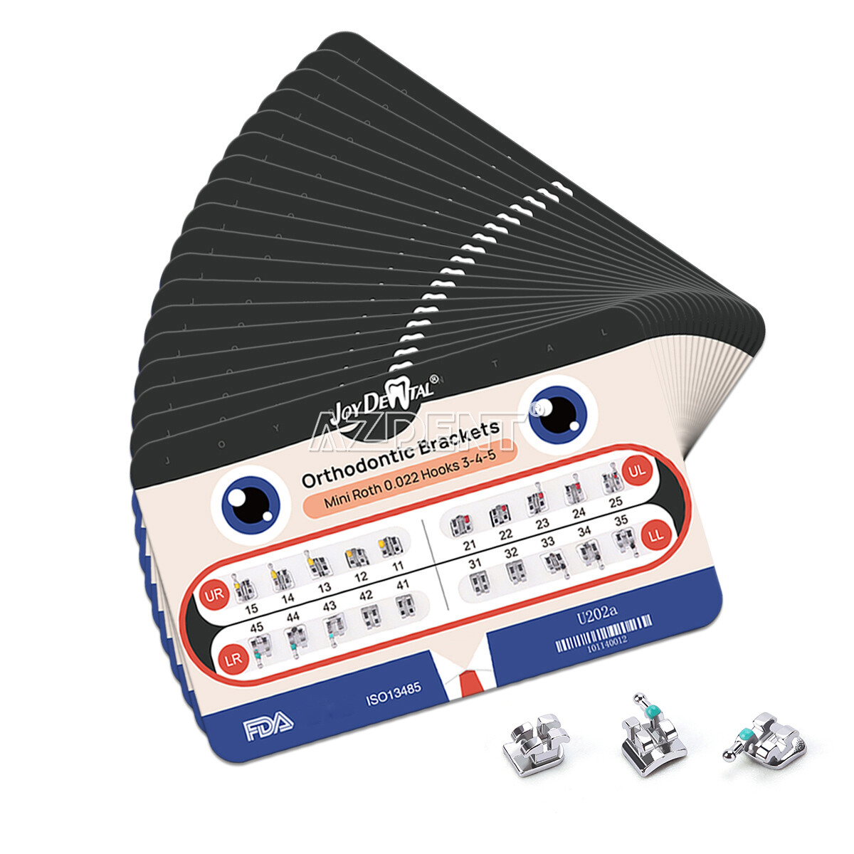 AZDENT Dental Orthodontic Bracket Braces Mini Slot MBT Roth .022/.018 Hooks 345
