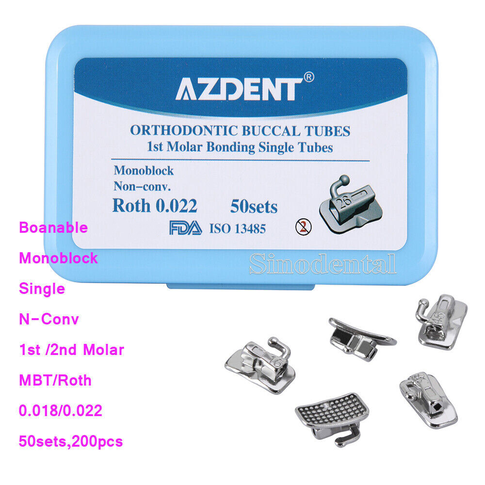 Dental Buccal Tube 1st /2nd Molar MBT/Roth.018/.022 Bondable Monoblock Non-Conv