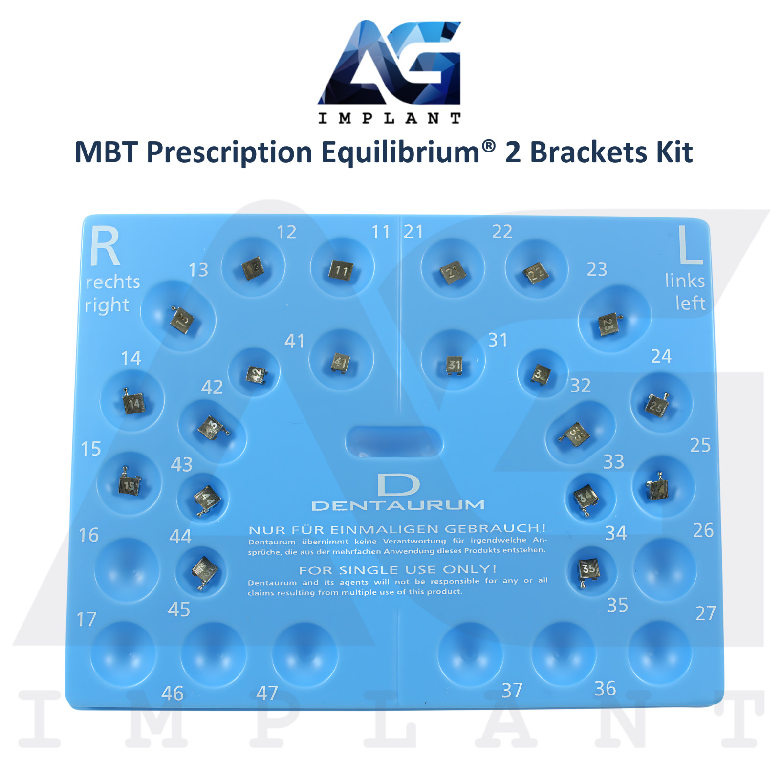 Dental Equilibrium 2 Metal MBT Prescription Brackets Kit 20pcs Orthodontic