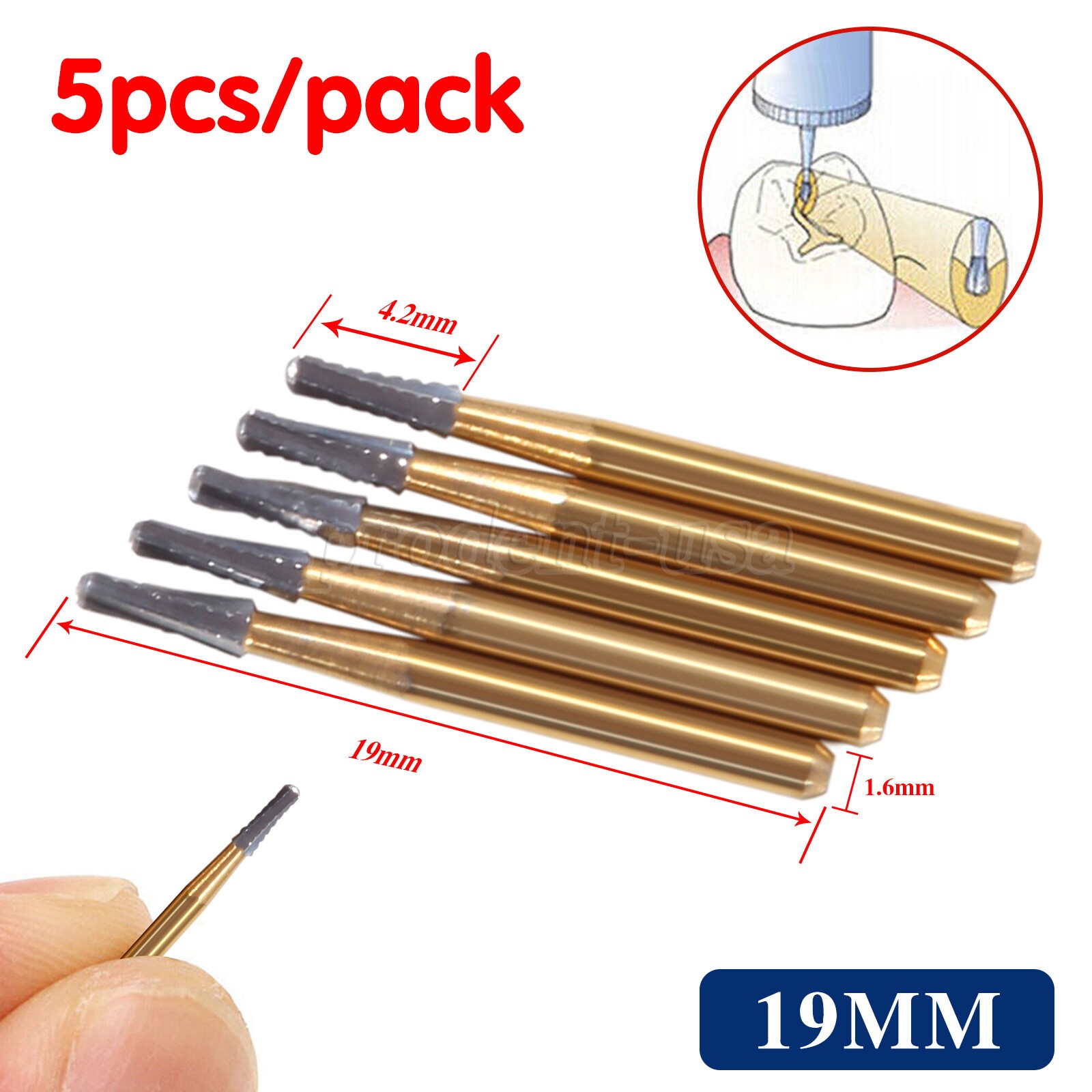5pcs /pack High Speed Dental Tungsten Steel Crown Metal Cutting Burs FG-1957 po