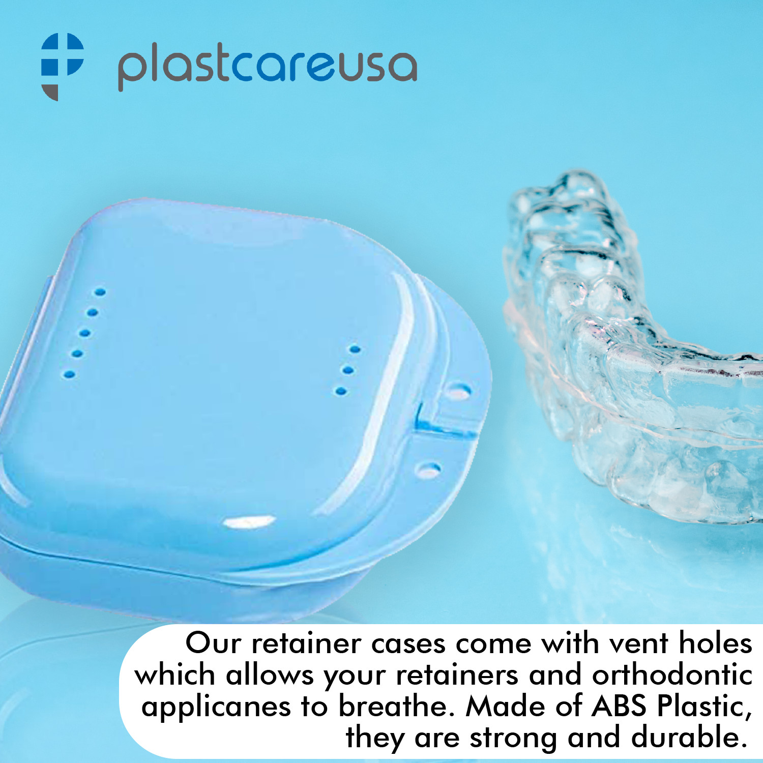 Blue Retainer Case w/ Vent Holes – UV Cleaner Case, Mouth Guard Aligners