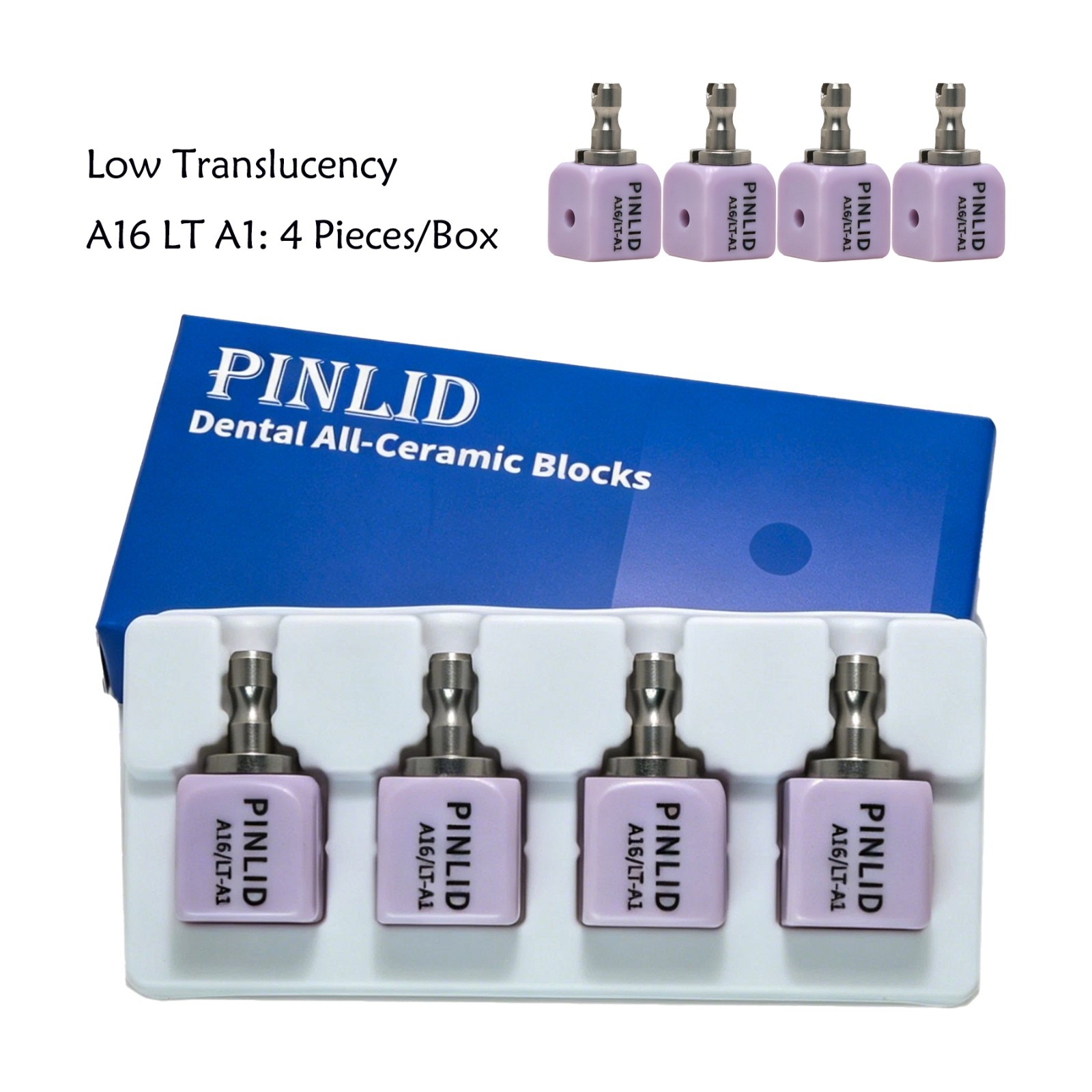 4Pcs A16 Dental Emax Lithium Disilicate Block w/Hole CEREC CAD CAM Glass Ceramic