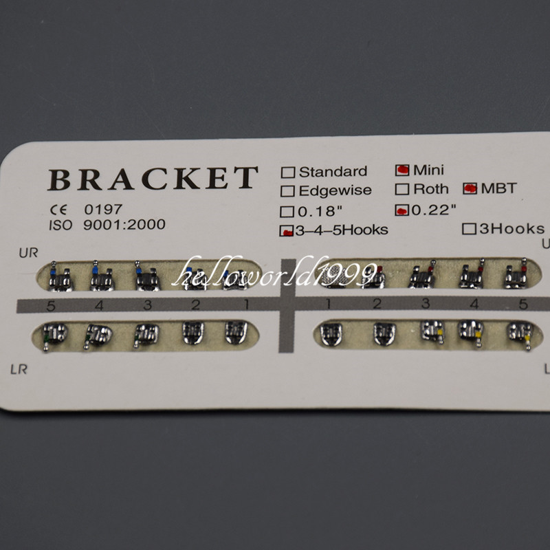 20 Pcs/Pack Metal Dental Orthodontic Brackets Braces MBT Slot.022 3-4-5 W/ Hooks
