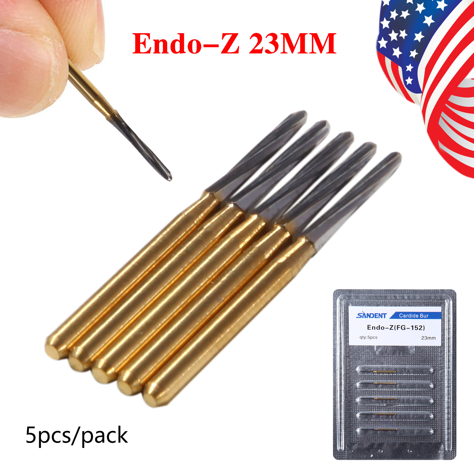Endo-Z Bur Dental Carbide Tungsten SANDENT 1.4*23mm Surgical Cutter 5Pcs DL