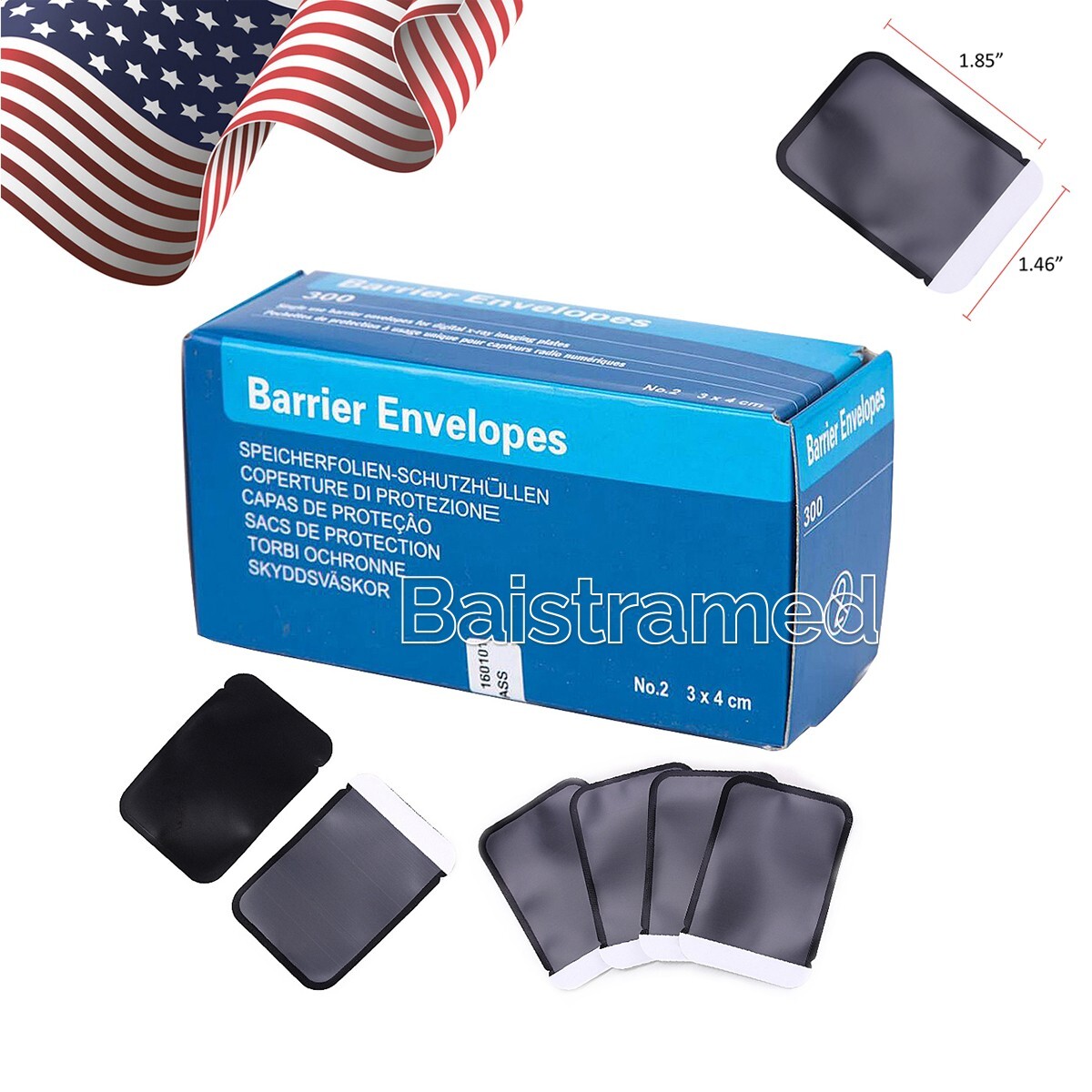 300 Pcs Size 2# Dental Digital X-Ray Barrier Envelopes For Scan X Phosphor Plate