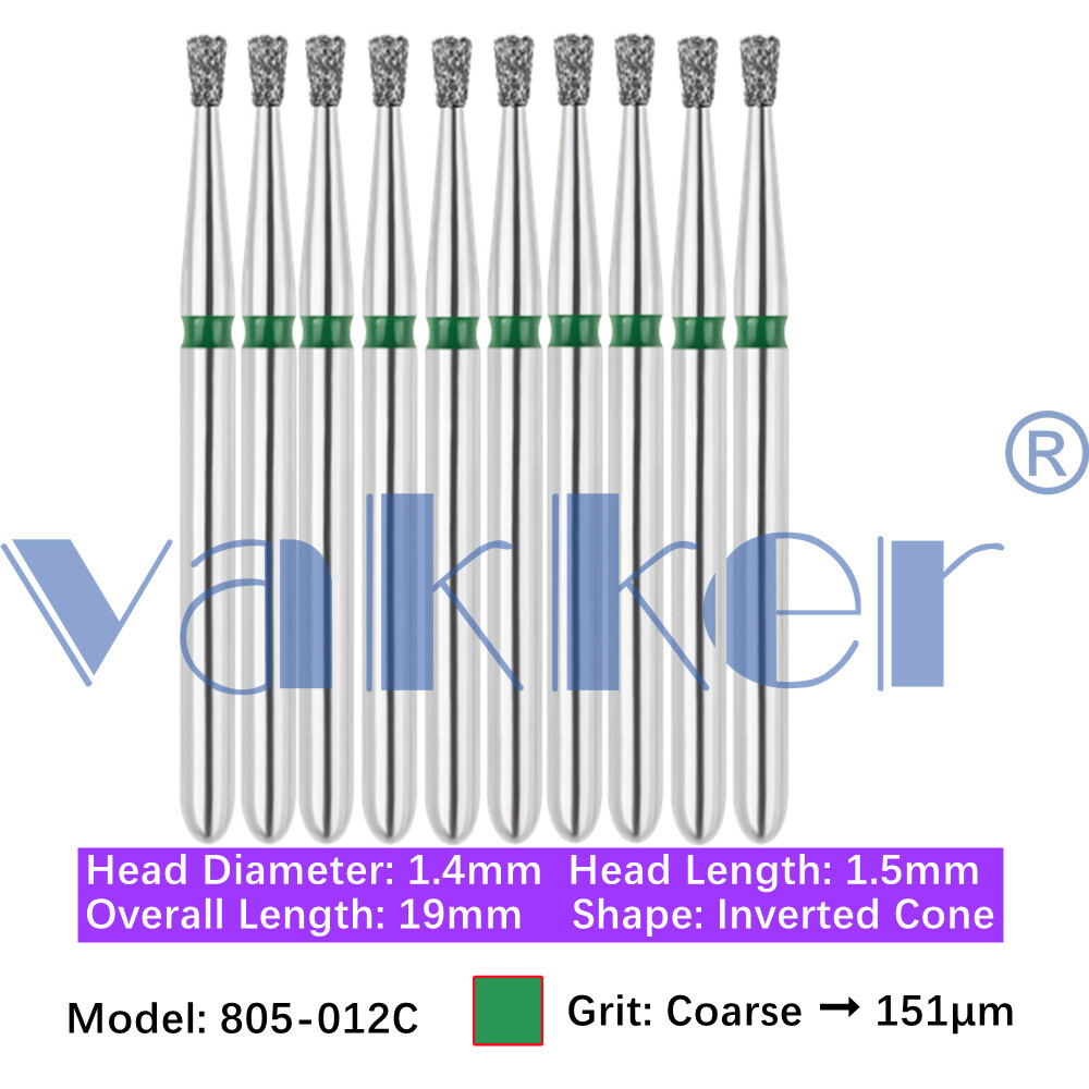 10pc Diamond Burs Shape Inverted Cone & Amalgam Buster Fine Medium Coarse