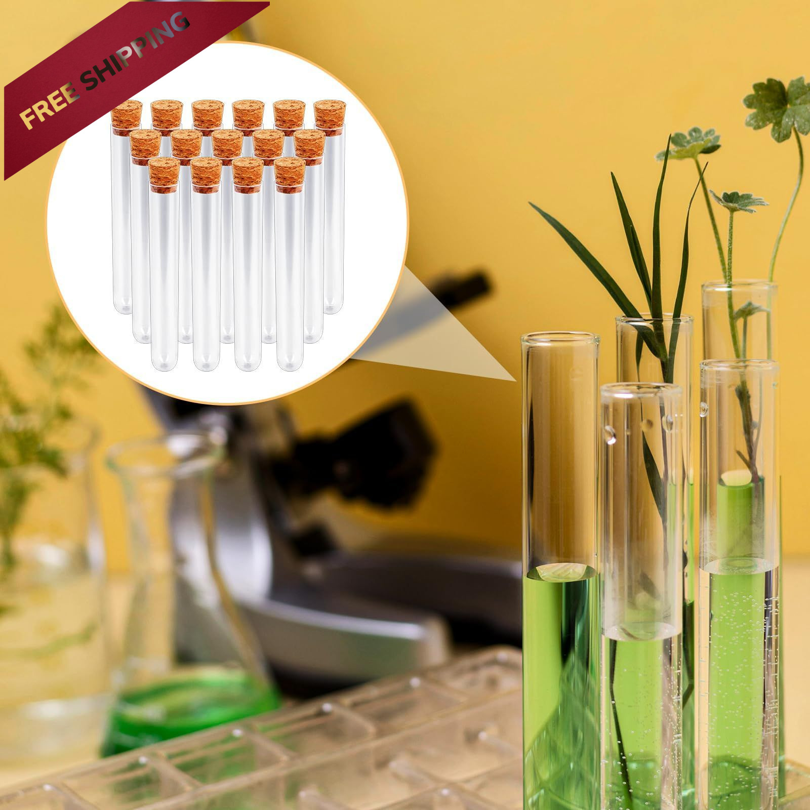 15x100mm (15ml) Plastic Test Tubes with Lids, Clear Vials Seal 15 Pcs