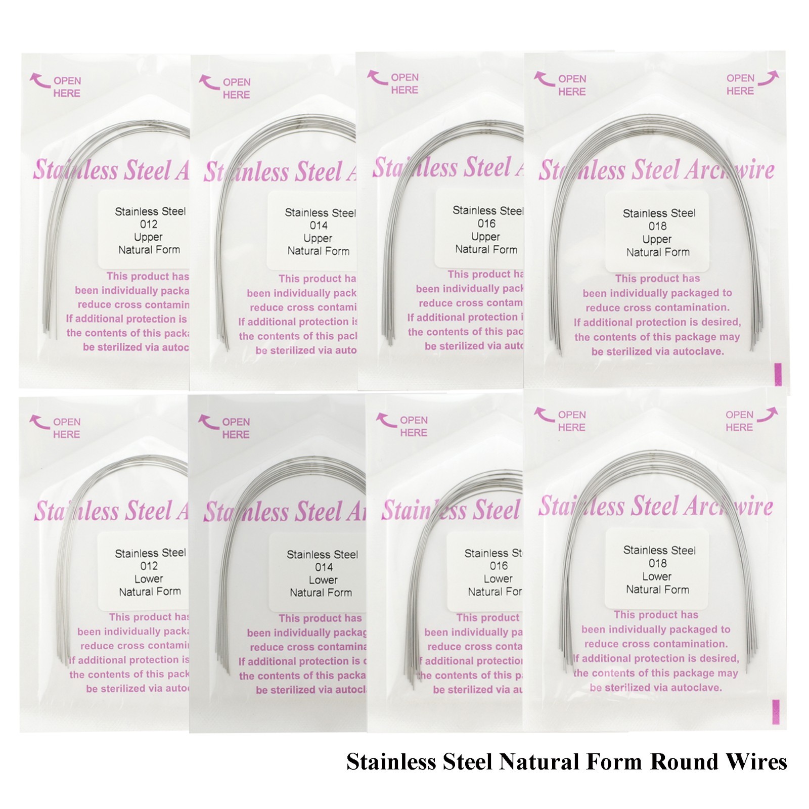 100PCS Orthodontic Stainless Steel Archwire Round Square Natural Dental Braces
