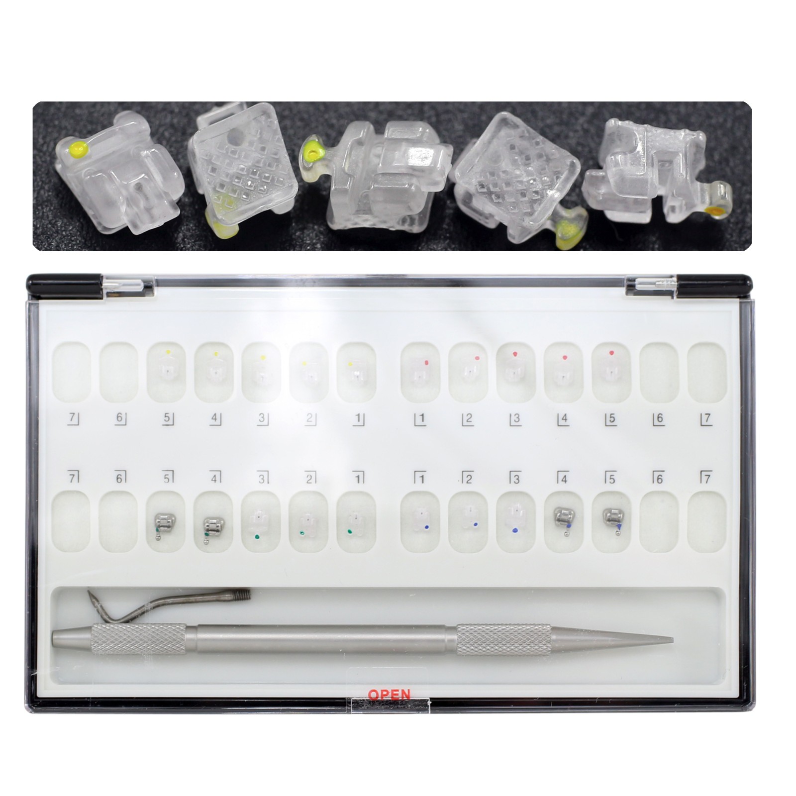 Orthodontic Self-Ligating Brackets Ceramic Braces Clear Roth MBT 022 Damon C 5-5