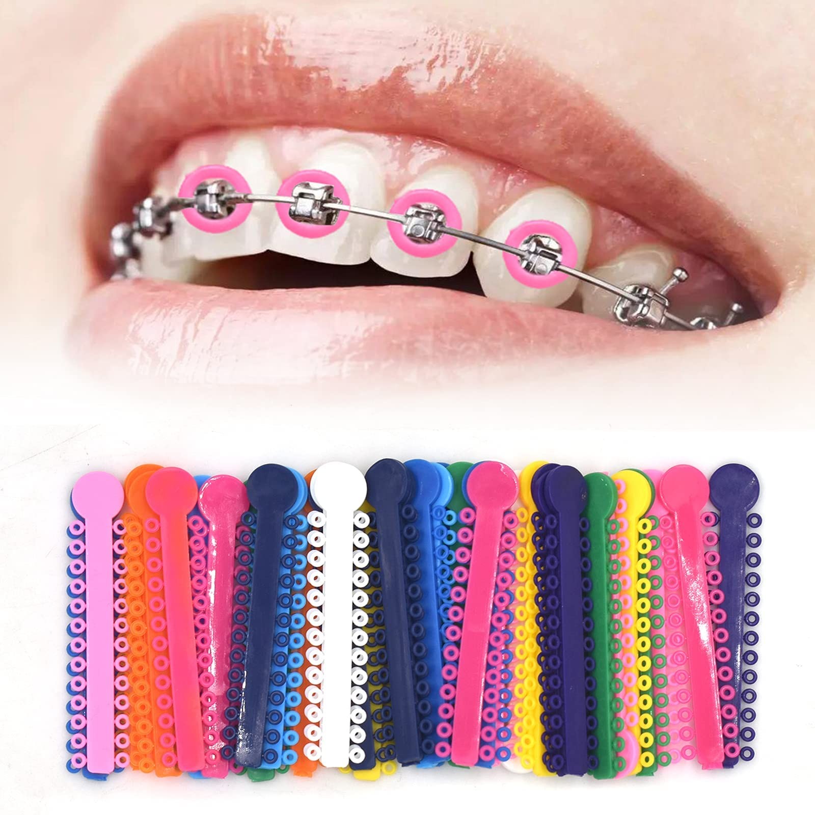 Dental Orthodontic Ligature Ties Multi-color 1040pcs and Orthodontic Ligature Gu