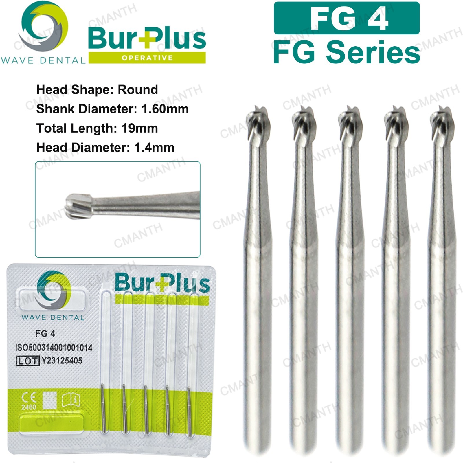 WAVE Dental Burs FG 1-10 Surgical Carbide Bur Friction Grip Round For High Speed