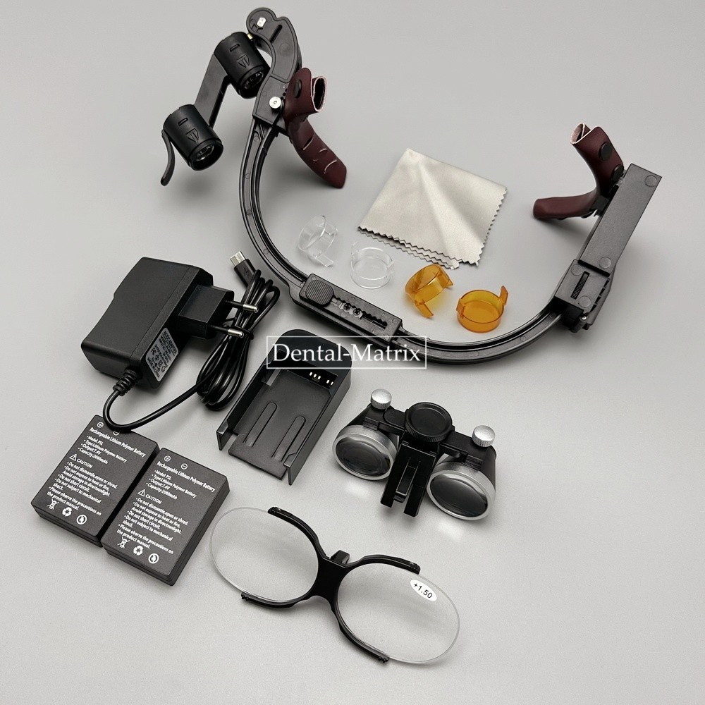 2.5x 3.5x Medical Dental Binocular Loupes Headband Magnifier LED Headlight US/EU