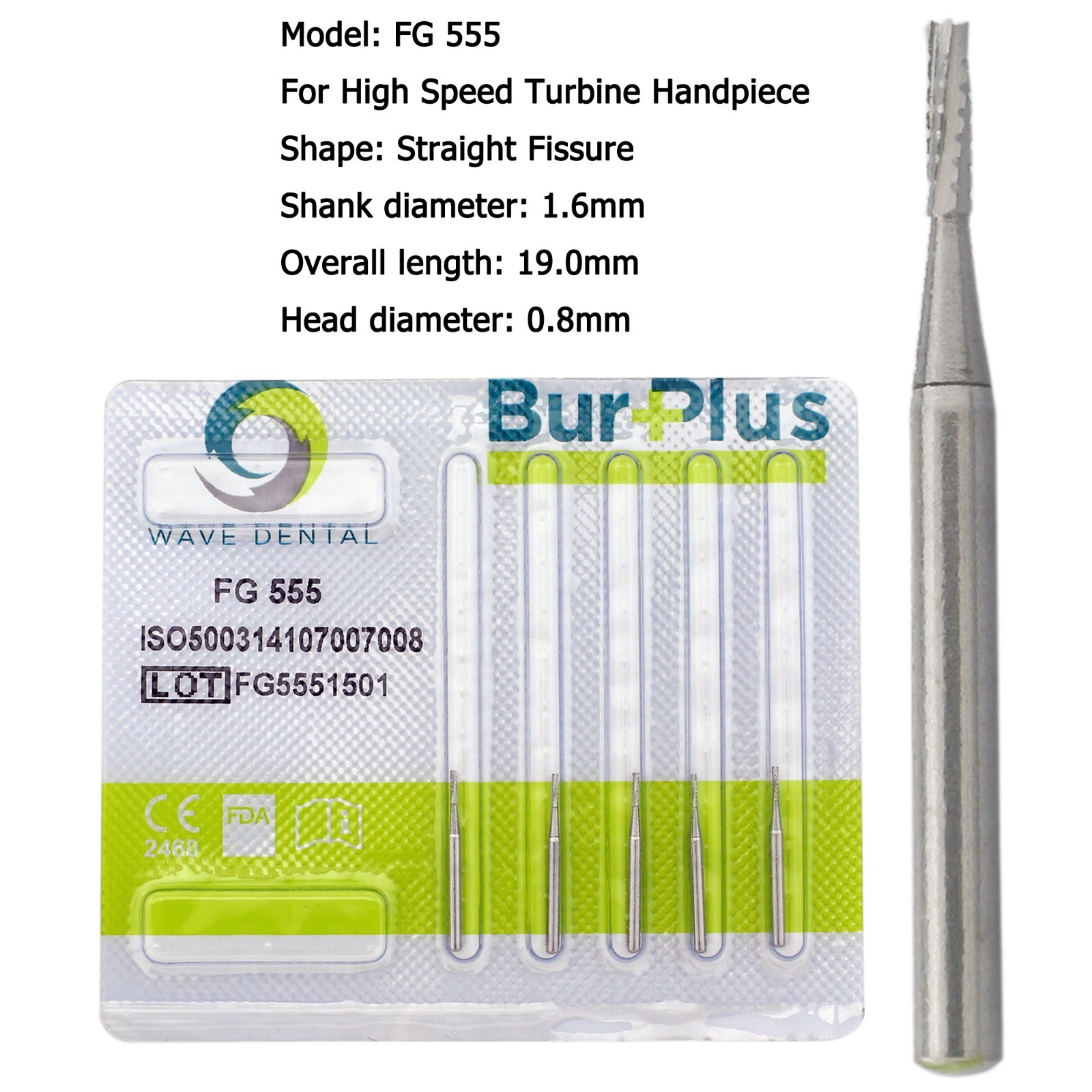 Wave Dental Carbide Burs Round Bur FG 330 1/4 2 6 8 557 High Speed Friction Grip