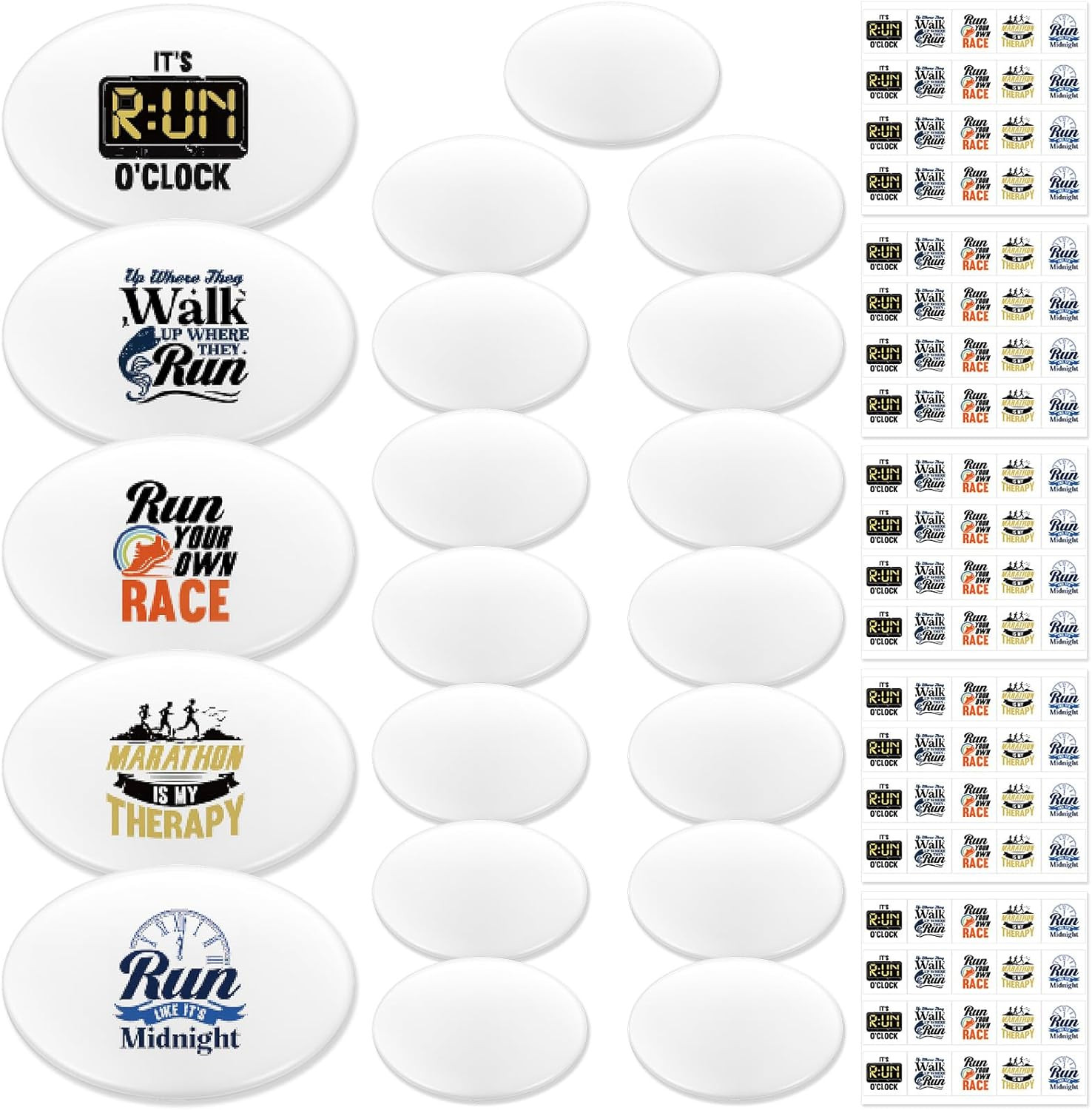 20 Pcs Running Bib Clips with 20 DIY Stickers Bib Snaps for Runners Number Buckl