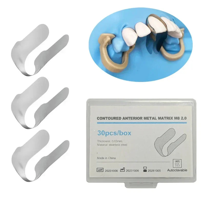 Dental Contoured Anterior Matrix Stainless Steel Twin Matrices/Resin Blue Strip