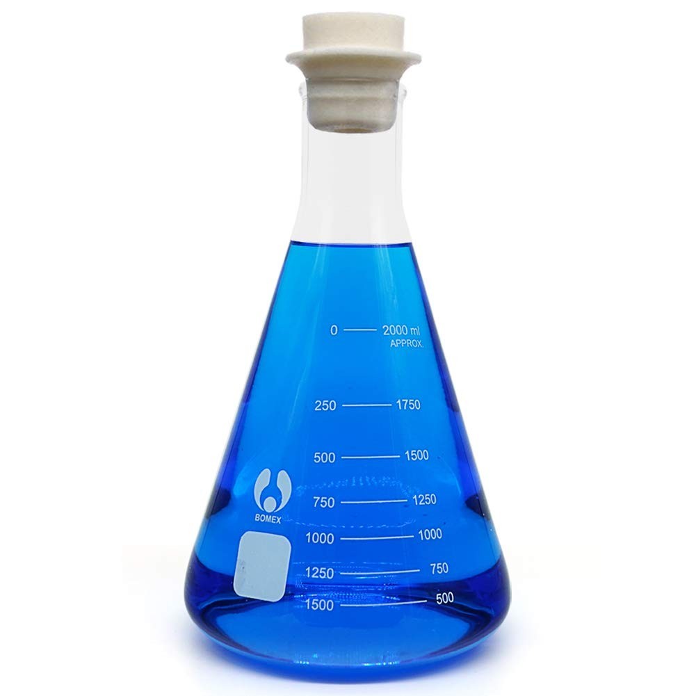 Glass Erlenmeyer Set Narrow Mouth 2000ml Graduated s