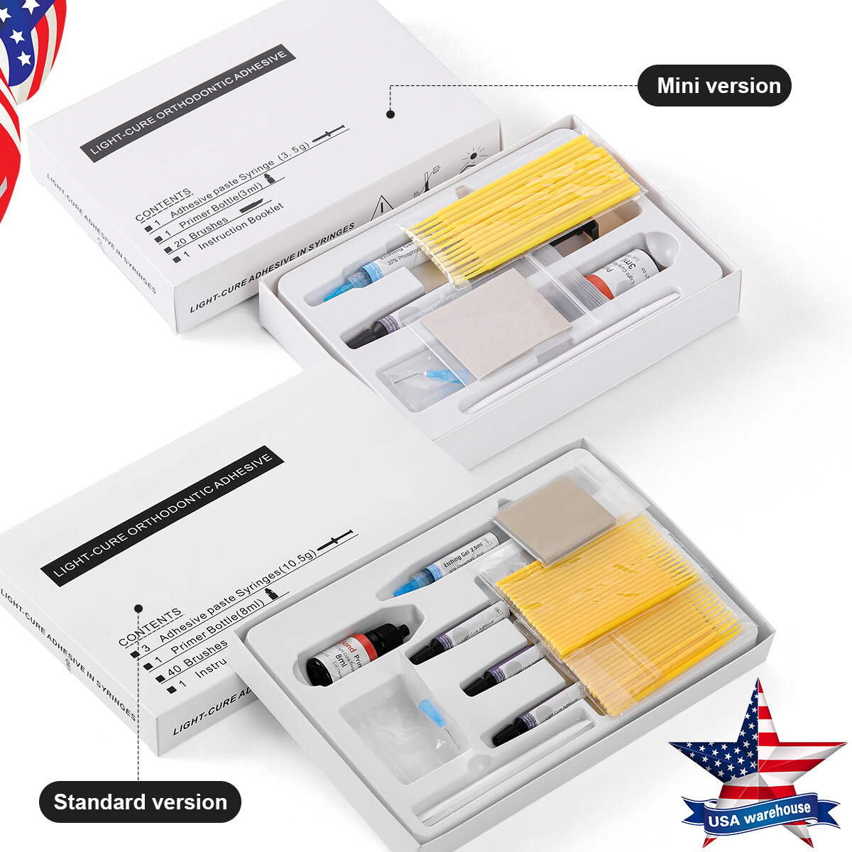 Dental Orthodontic Bracket Braces Glue Bonding System Light Curing Adhesive Kit