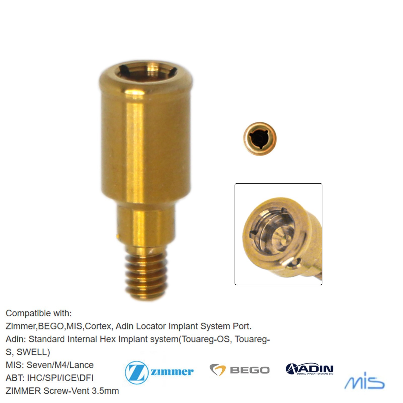 US Dental Attachment Locator Abutment for Hiossen/Zimmer/Nobel Biocare/Bego/Mis
