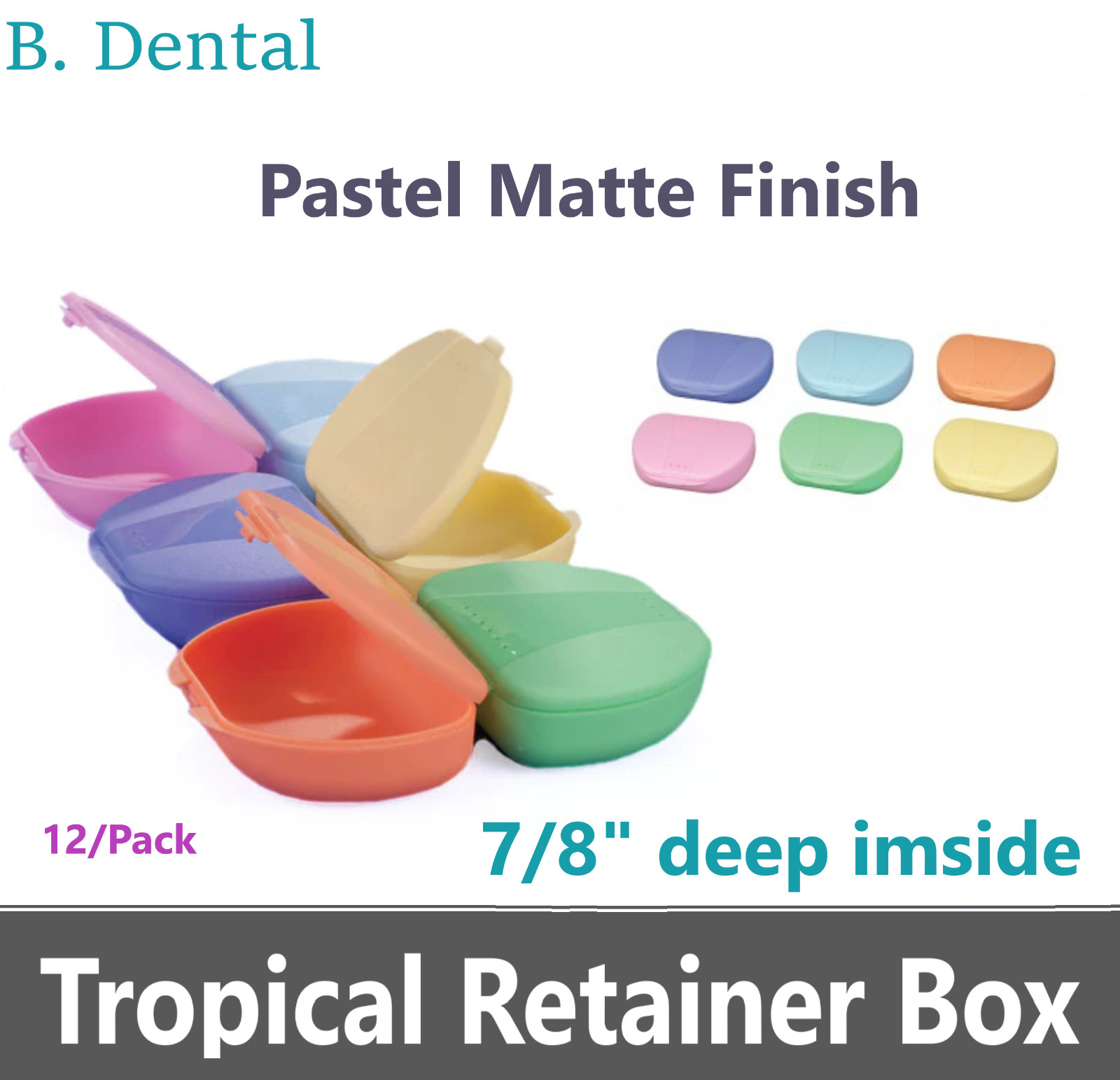 12 /Bx Dental Ortho Retainer Boxes Denture Case, Mouthguard Containers Box