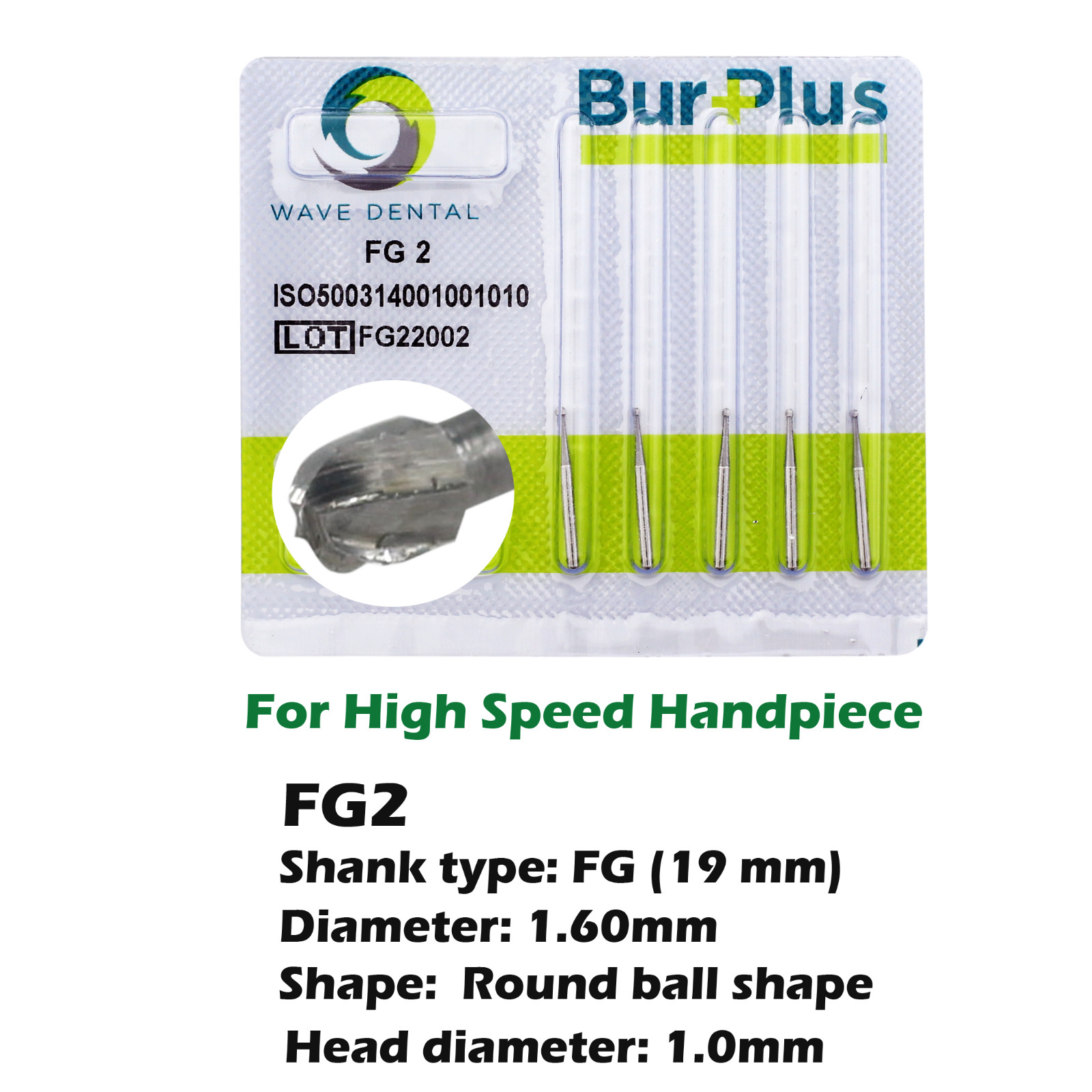 Wave Dental Surgical Burs High Speed FG 25mm Carbide Friction Grip Round 2 4 557