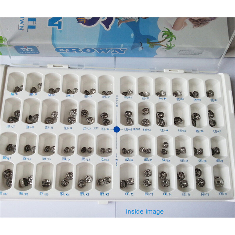 48/96pcs Dental Crown kit Stainless Steel Tooth Primary Molar for Adult Kids
