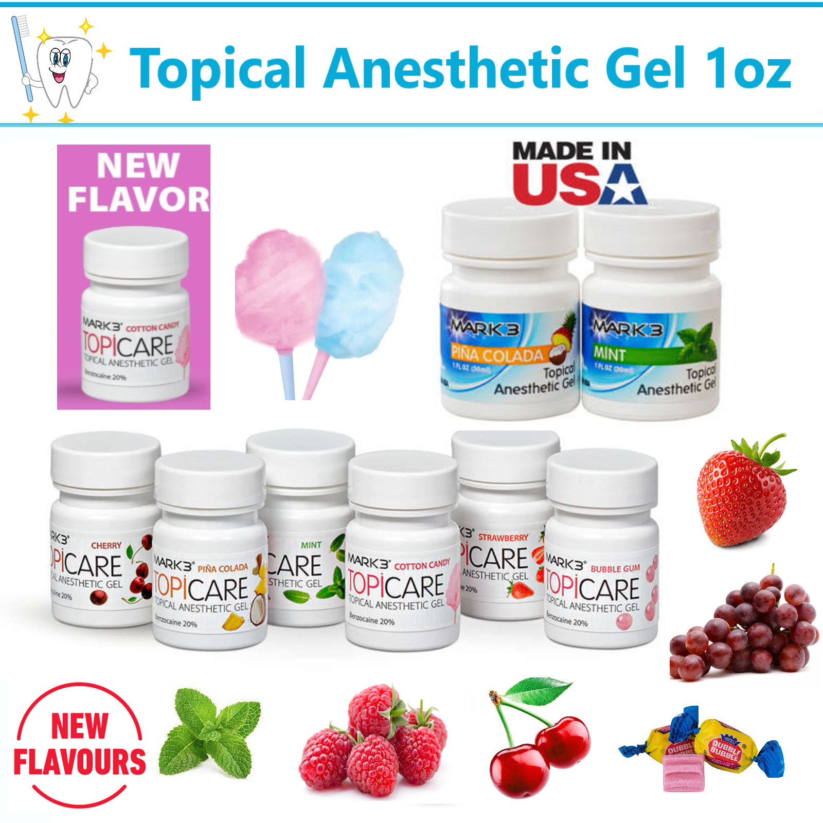Dental Topical Anesthetic Gel x 1oz Jar, Made in USA, Rapid Relief Exp, 02/2027
