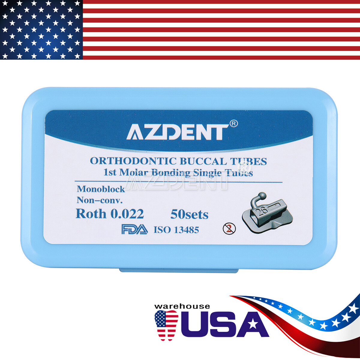 Dental Orthodontic Buccal Tubes 1st /2nd Molar Bondable Non-Conv Roth /MBT .022