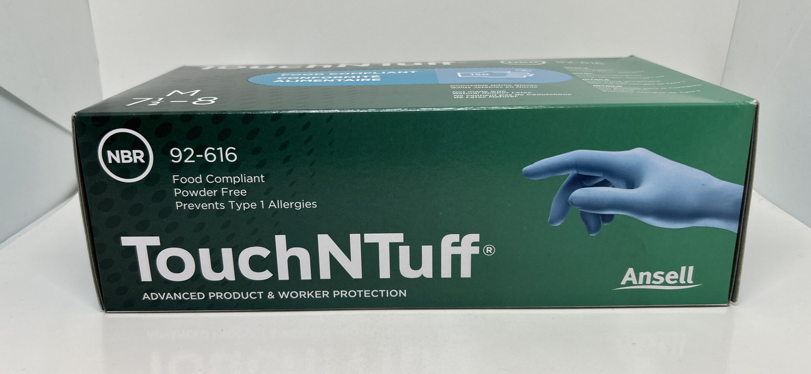 Ansell Blue Touch N Tuff 3mil Nitrile Ambidextrous Exam Chem Glove Medium 92-616