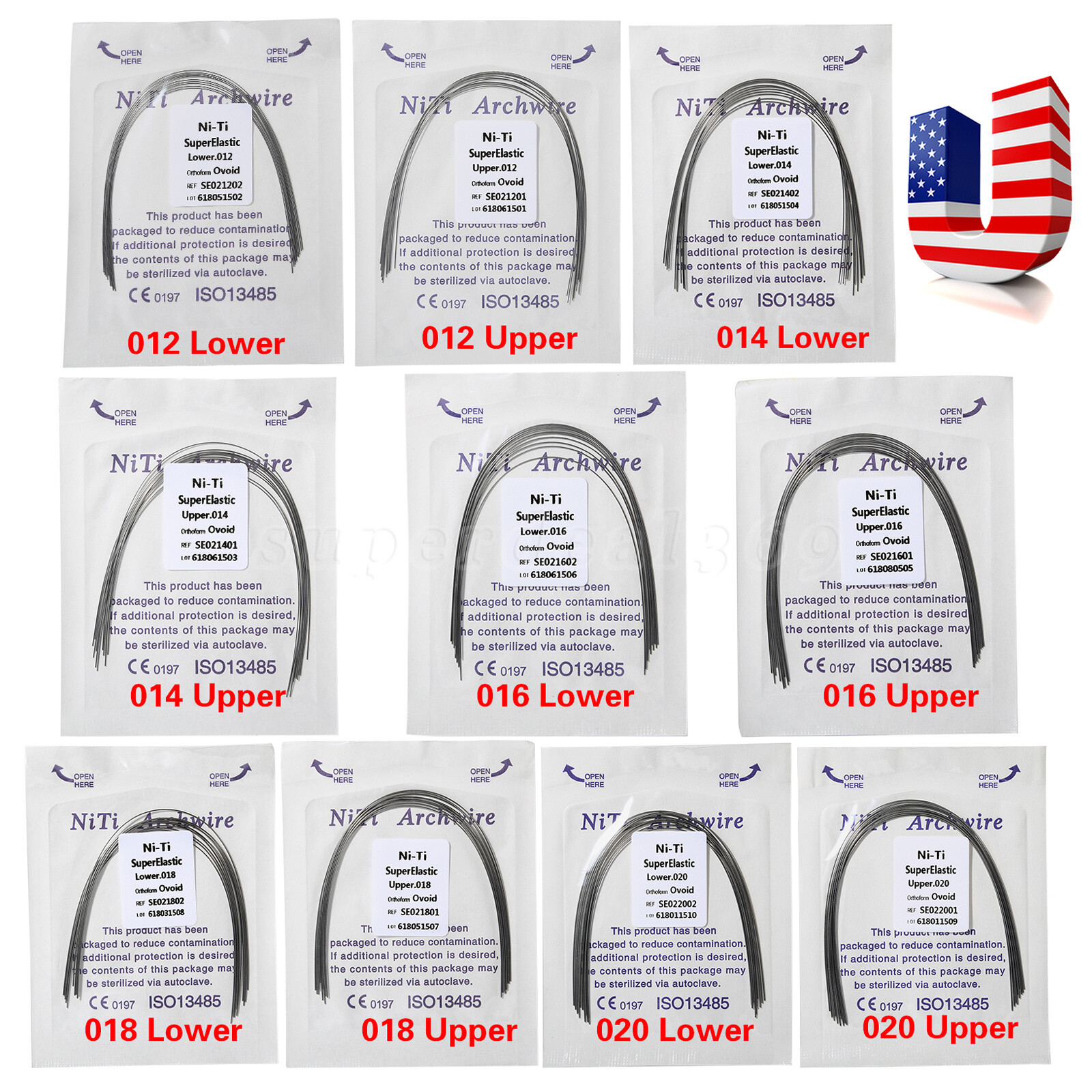 10 packs Arcos de Dental Ortodoncia Redondos Niti Arco de Alambre Su Arch Wire