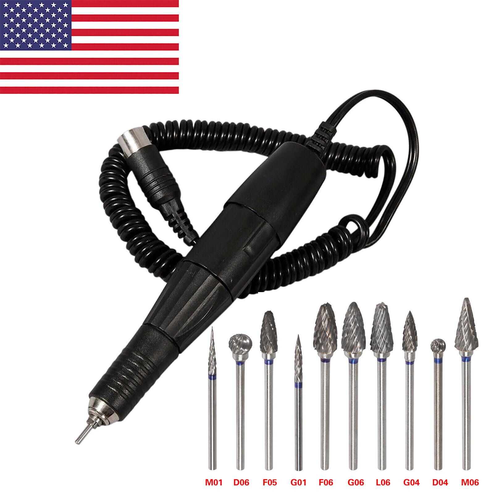 Dental Lab Marathon Micromotor Polishing Handpiece 35K RPM /Tungsten Drill Burs