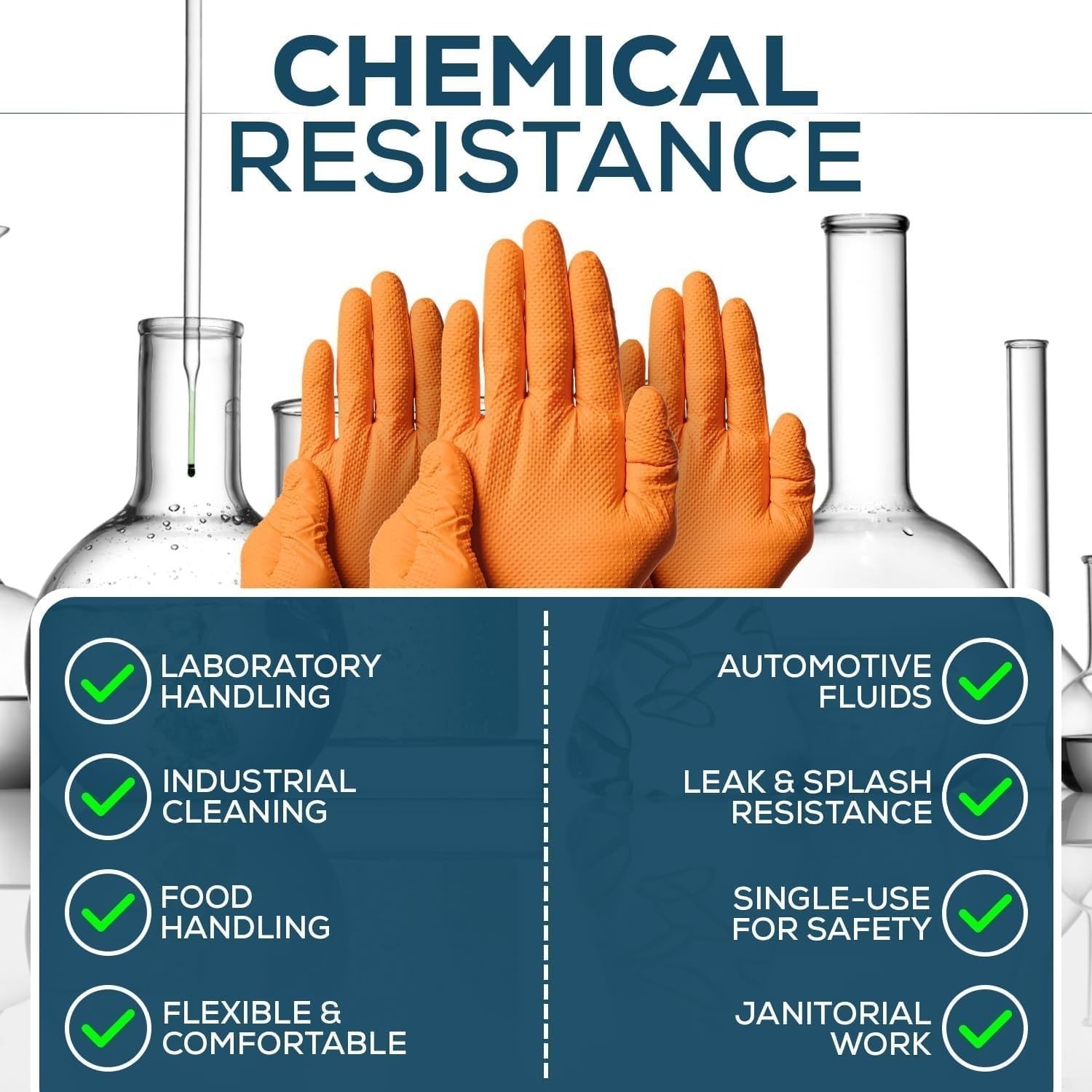 First Glove Grip Orange Nitrile Disposable Gloves 8 Mil Raised Diamond Texture