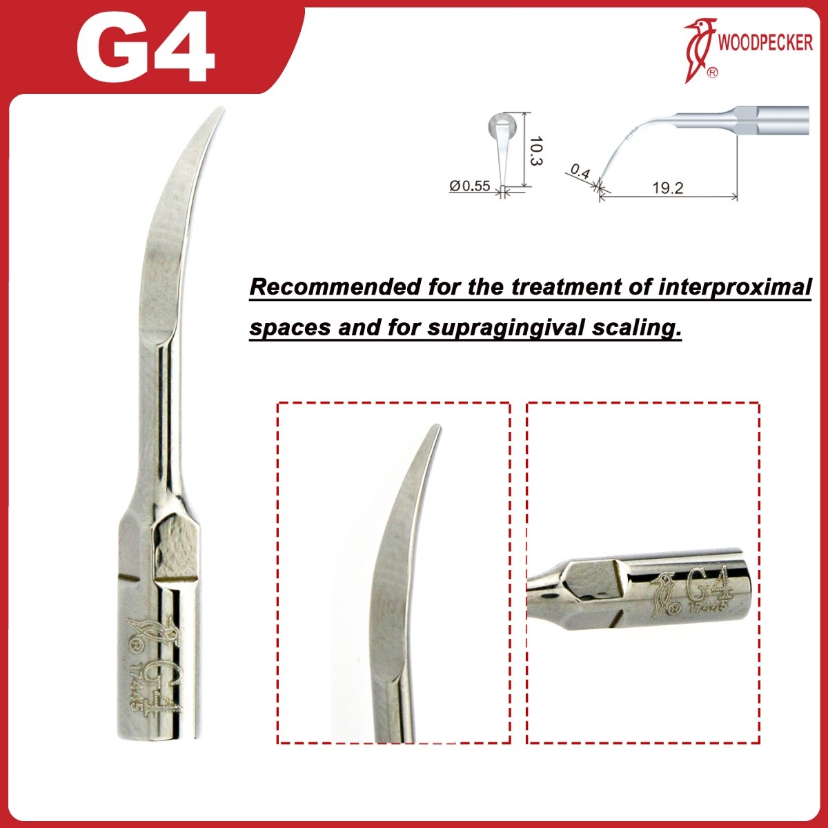 US Original Woodpecker Dental Scaler Tips Scaling Tip G1 G2 G4 P1 P3 For EMS